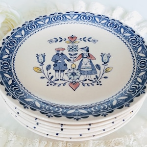 Set of 6 Johnson Brothers Hearts & Flowers Cake/Bread and Butter Plates, Ironstone Made in England, Staffordshire, vintage dinnerware