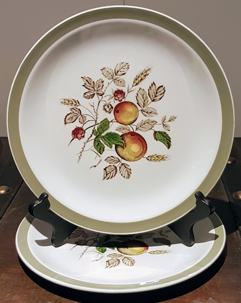 Hereford 1950s Alfred Meakin raspberries china replacement green band peaches Dinner plate vintage dinnerware Vintage