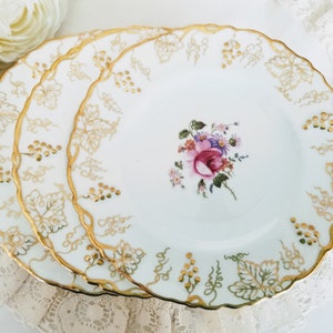 Set of 3 Royal Crown Derby Vine (Posie Center) Cake/Bread & Butter Plates, Plates, Fine Bone China Made in England, vintage dinnerware