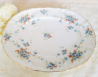 Piatto da portata Ridgway Camille da 30 cm, in gres, prodotto in Inghilterra, con fiori blu, stoviglie vintage, sostituzione per porcellana