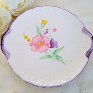 Vintage Mariner Tominaga Handled Cake/Bread & Butter Plate, Made in Japan, Embossed Rim, Floral Design, vintage dinnerware china replacement