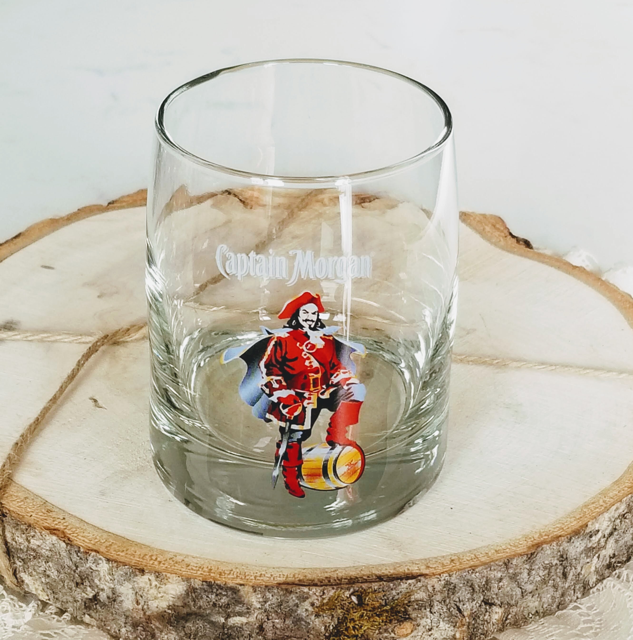 Captain Morgan Rum Low Ball Glass, Commercial-quality Weighted 