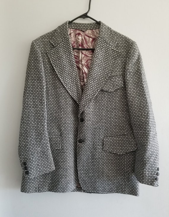 Vintage Argyle Tweeds Pure Wool Jacket/blazer Black White | Etsy