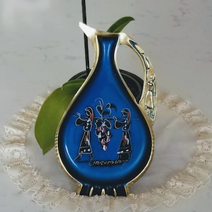 Vintage Brass Ashtray/Trinket Dish, Jug Shaped, Jerusalem, vintage Israel Souvenir, Vintage Barware, vintage home decor