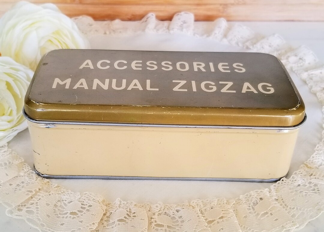 Vintage Zigzag Sewing Accessories Tin, Accessories Manual Zigzag