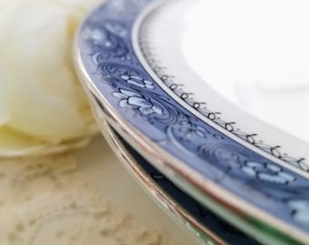 エインズレイ ブルーミスト 5ピースプレートセット x 4 ボーンチャイナ