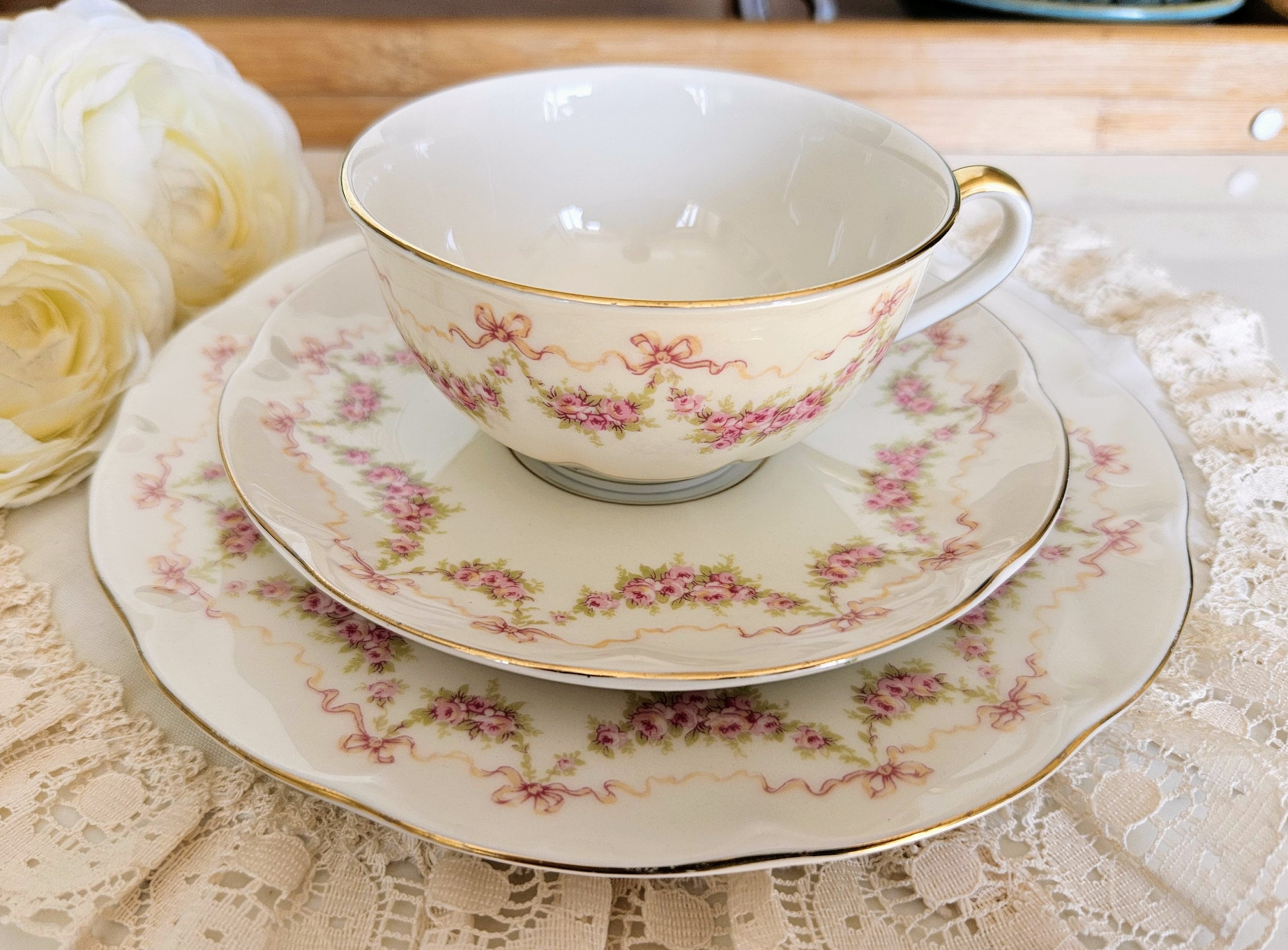 Haviland - ロワイヤルリモージュ ブルーリボン　トリオセット Haviland Trio - Etsy