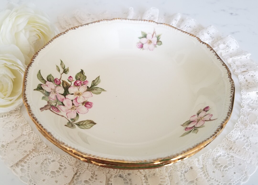 Set of 2 Soup Bowls, 7 1/4'', Vintage 1930s, Royal Swan Blossomtime
