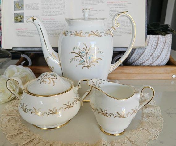 Vintage Paragon Bride's Bouquet Coffee Set, Bone China Made in