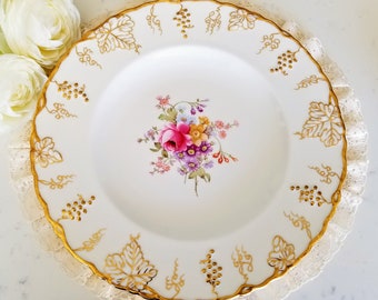 Piatti da portata vintage Royal Crown Derby Vine (con centro a pois), in porcellana fine, prodotti in Inghilterra, servizio da tavola vintage, sostituzione di porcellane