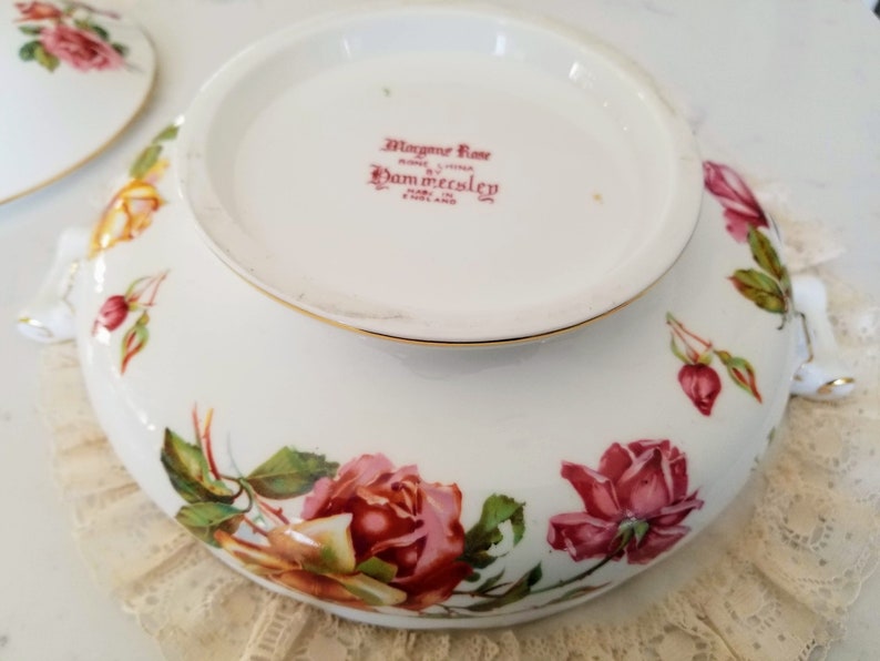 Bone China Made in England Vintage RARE Hammersley Morgan Rose Covered Vegetable Bowlserving dish vintage dinnerware china replacement