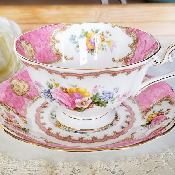 Royal Albert Lady Carlyle Teacup and Saucer Set, Bone China Made in England, Avon Shape, vintage tea party, bridal shower, collector's gift