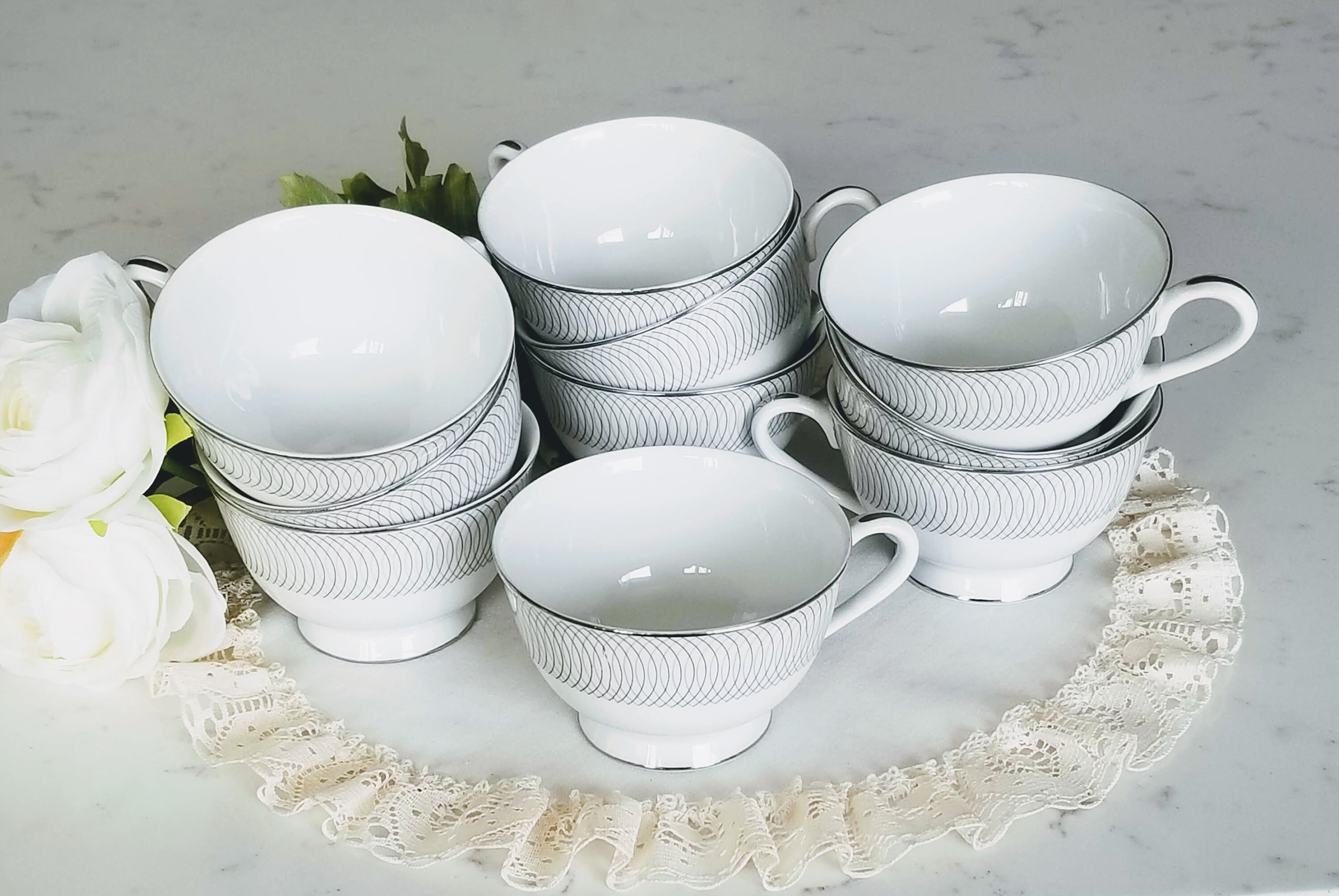 Set of Vintage Sango Fine China Ambassador Porcelain Tea Cups Etsy Canada