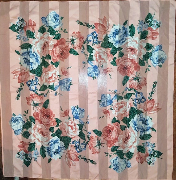 Vintage, blush colour, floral pattern over stripes