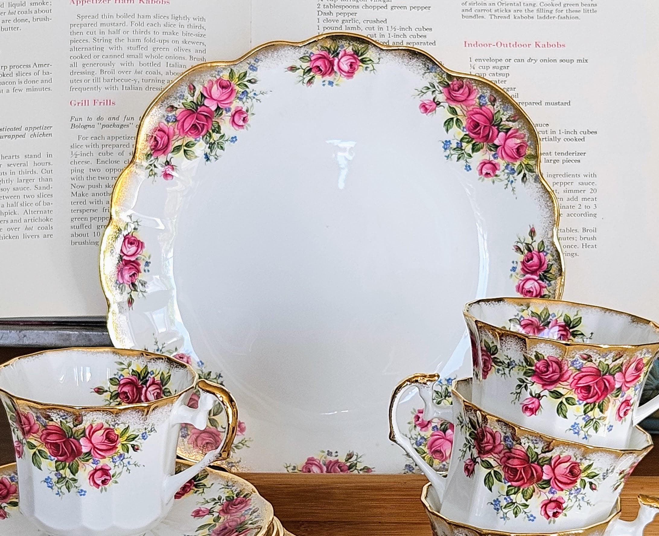 Elisabethan Rose セット Vintage Elizabethan Georgian Rose Tea Set, Bone China Made in