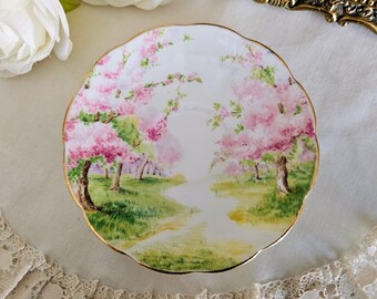 Vintage Royal Albert Blossom Time Demitasse and Saucer Set, Bone