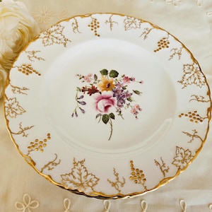 Set of 3 Vintage Royal Crown Derby Vine (Posie Center) Salad Plates, Fine Bone China Made in England, vintage dinnerware, china replacement