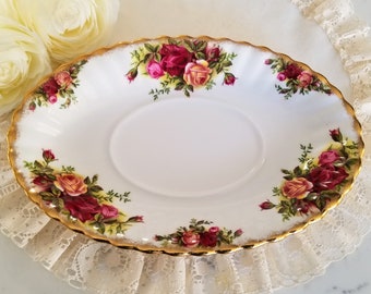 Royal Albert Old Country Ersatz-Rosen-Unterplatte für Sauciere, Bone China Made in England, Vintage-Geschirr, Porzellanersatz