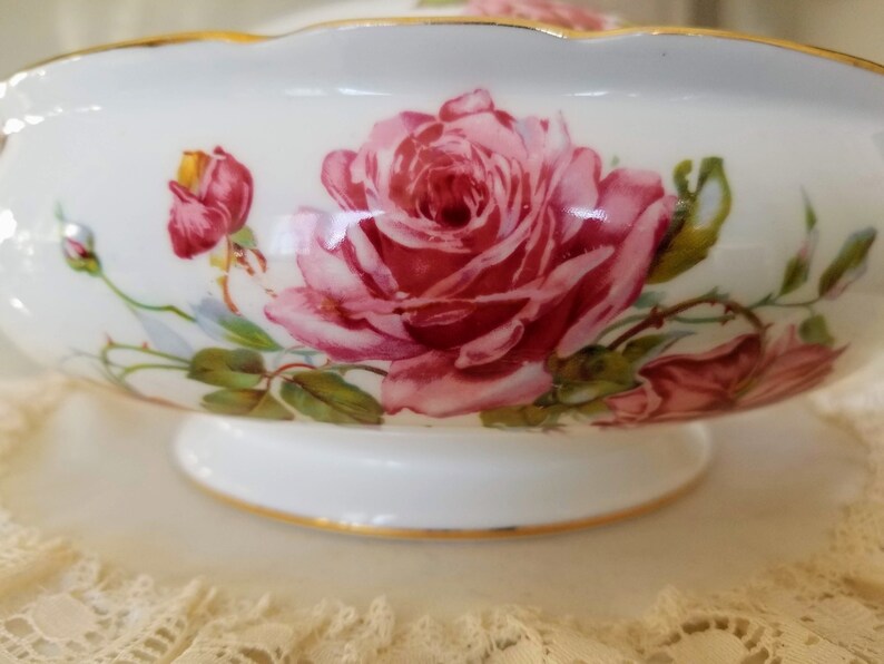Bone China Made in England Vintage RARE Hammersley Morgan Rose Covered Vegetable Bowlserving dish vintage dinnerware china replacement