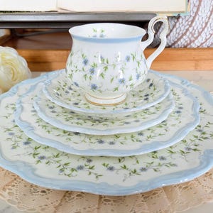 Juego de vajilla vintage Royal Albert Caroline de 5 piezas, porcelana fina, fabricado en Inglaterra, vajilla vintage, reemplazo de porcelana