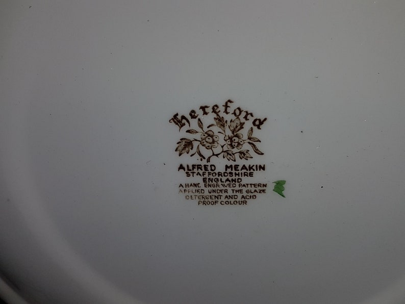 Hereford 1950s Alfred Meakin raspberries china replacement green band peaches Dinner plate vintage dinnerware Vintage
