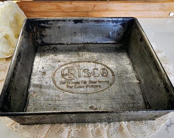 Vintage Crisco Metal Baking Pan, Cake Pan, Square Baking Pan, Shortening Pan, Retro/Vintage Kitchen Decor, Cottage Decor, vintage baking