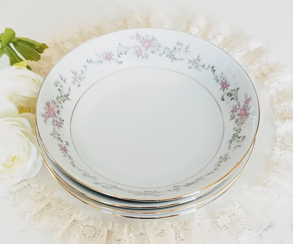 Set of 4 Vintage Lynns Fine China Summer Land Soup Bowls Pink Etsy