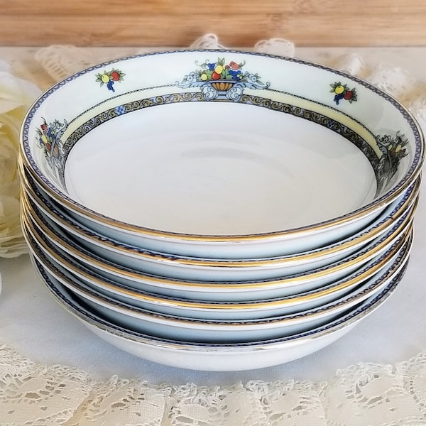 Set of 6 Royal Bayreuth Bavaria Fruit/Ice Cream Nappies/Bowls, Porcelain Made in Germany, vintage dinnerware, china replacement