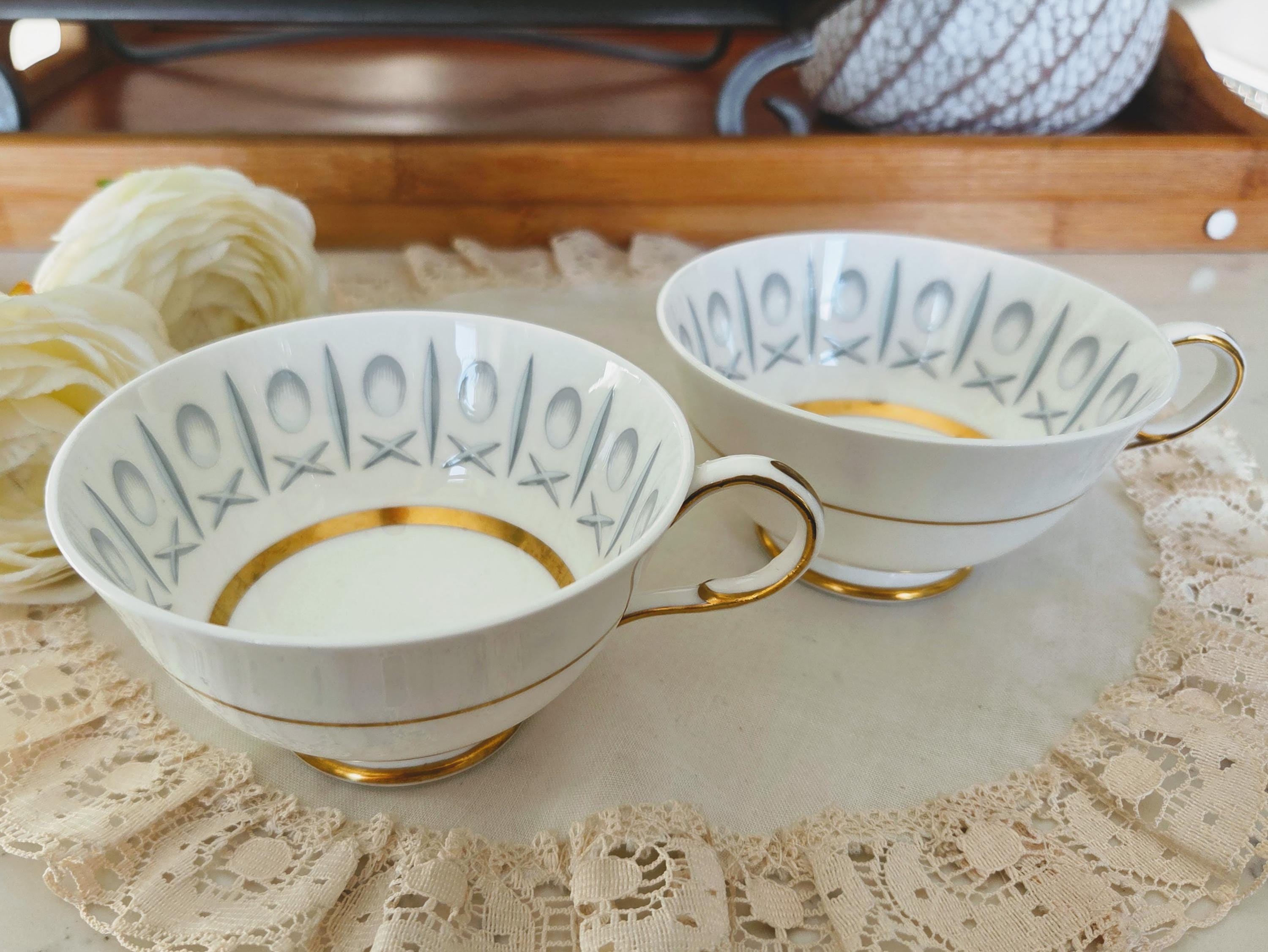 Set of 2 Paragon Cross & Olive Teacups, Bone China Made in England