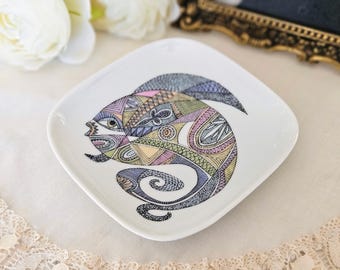 vintage Rosenthal Allemagne Studio Linnie Berlin Cuno Fisher Butter Pat/Ring Dish/Bobine à bijoux/Boule à épingles/Support pour sachets de thé/Porte-boutons, poisson