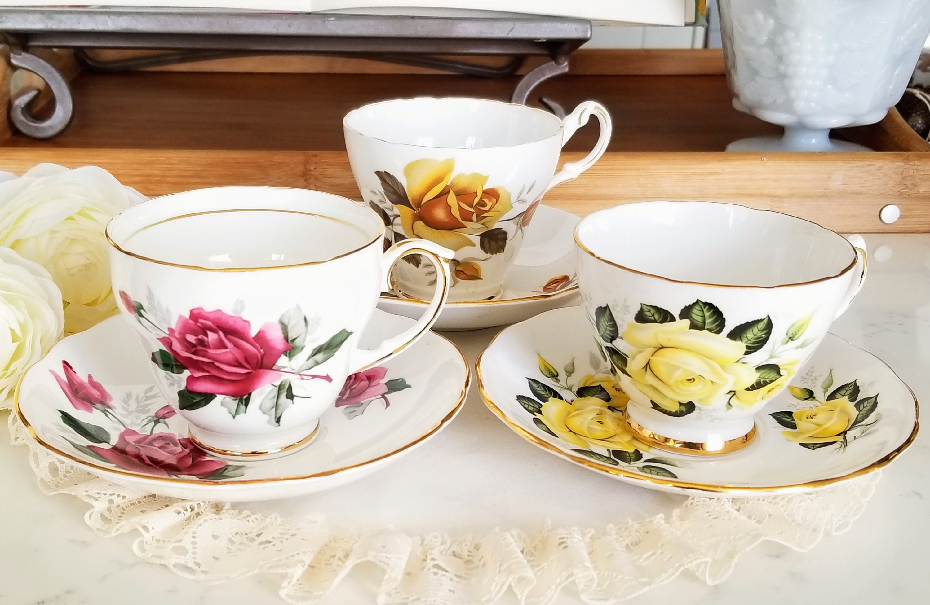 Dining & Serving Kitchen & Dining Set of 3 vintage saucers Plates etna