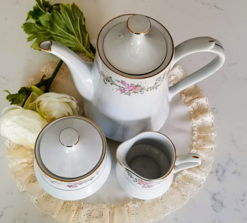Vintage Lynns Fine China Summer Land Tea Set Teapot Creamer Etsy
