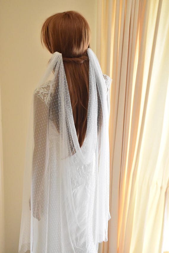 Polka dot veil draped veil dotted veil ivory veil bridal Etsy