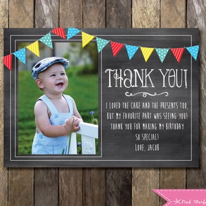 Chalkboard Thank You Card with Picture, Chalkboard Thank You, First Birthday Thank You, Printable Thank You, Chalkboard Invitation, Invite