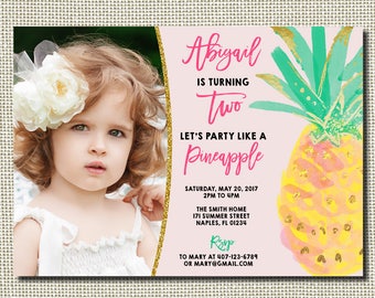 Pineapple Invitation, Pineapple Birthday Invitation, Sweet as a Pineapple Invitation, Luau Invitation, Luau Birthday Invitation, Pineapples