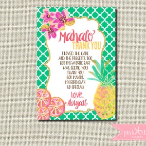 Aloha Invitation, Aloha Thank You, Luau Invitation, Luau Birthday Invitation, Hawaiian Birthday Invitation, Thank You, Digital image 1