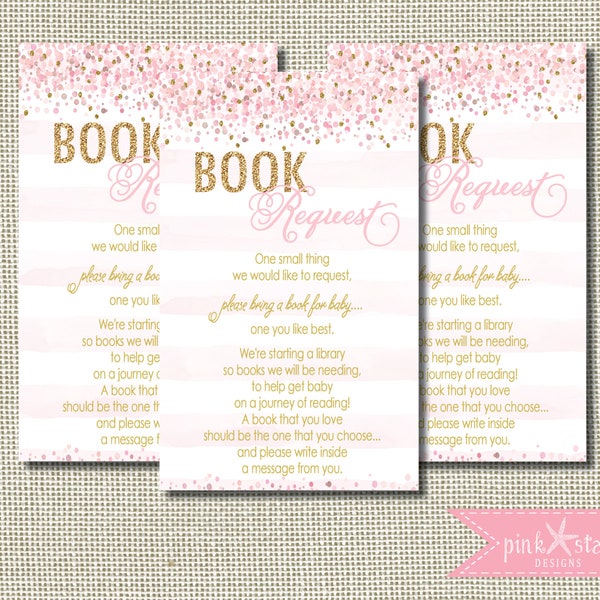 Baby Shower Invitation, Tickled Pink Baby Shower Book Request, Book Instead of a Card, Invitation Insert, Baby Shower Book Insert