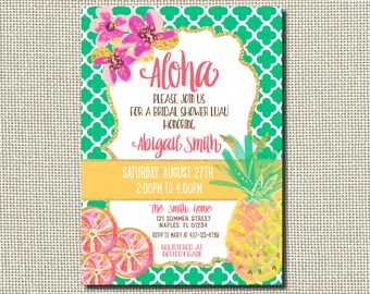 hawaiian bridal shower invitations