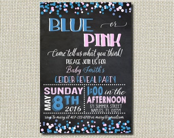 Gender Reveal Invitation, Gender Reveal Party, Gender Reveal Invite, Chalkboard Invitation, Gender Reveal Shower, Baby Shower Invitation