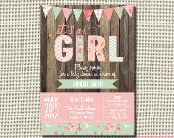 Baby Shower Invitation, Rustic Baby Shower Invitation, Shabby Chic Baby Shower Invitation, Shabby Chic Invitation, Burlap, Shabby Chic