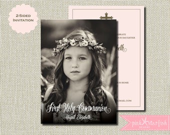 First Communion Invitation, Girl First Communion Invitation, Communion Invitation, 1st Communion Invitation, Girl Communion Invitation