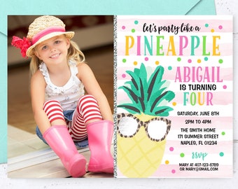 Pineapple Invitation, Pineapple Birthday Invitation, Party like a Pineapple Invitation, Luau Pineapple Pool Party Tropical Hawaiian