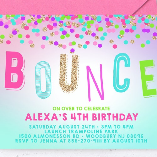 Bounce Birthday Party Invitation EDITABLE TEMPLATE Jump Etsy