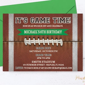 Football Birthday Invitation, Football Invitation, Football Party, Football Birthday, Tailgate Football Printable, Sports Birthday, Digital image 1