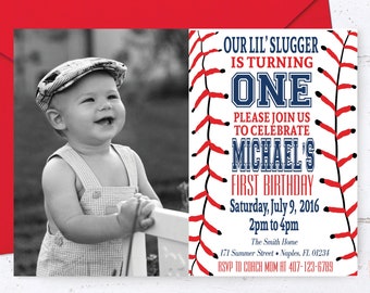 Baseball Invitation, Baseball Birthday Invitation, Baseball First Birthday Invitation, Red, Navy, Baseball, Sports Invitation, Digital