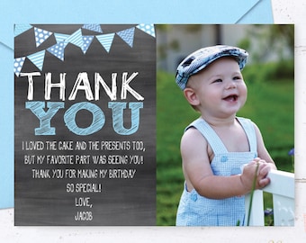 Chalkboard Thank You Card with Picture, Chalkboard Thank You, First Birthday Thank You, Printable Thank You, Chalkboard Invitation, Invite