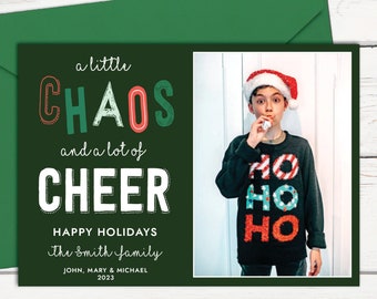 Christmas Card, Holiday Card, Christmas Photo Card, Fun Christmas Card, Chaos and Cheer, Photo, Blooper, Xmas Card, holiday card, Digital