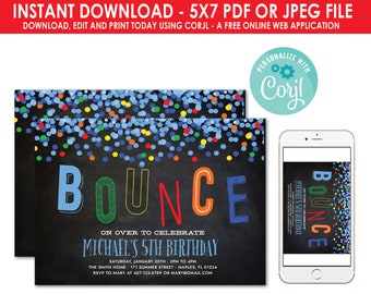 Bounce House Birthday Invitation, Bounce House Invitation, Bounce House Party, Chalkboard Invite, Trampoline Invitation, Instant Download