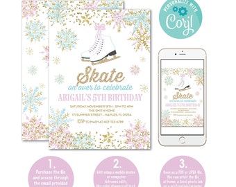 Ice Skating Invitation, Ice Skating Birthday Invitation, Skating Invitation, Ice Skate Birthday Invitation, Skating Birthday Invitation