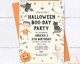 Halloween Birthday Invitation, Pumpkin Invite, Halloween Invitation, Halloween Party Invite, Ghost Birthday Invitation, Halloween Birthday